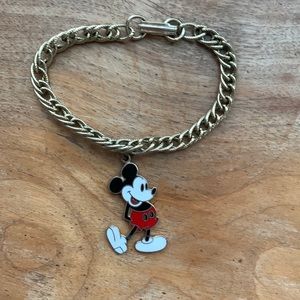 Vintage Disney Mickey Mouse enamel charm bracelet gold tone metal